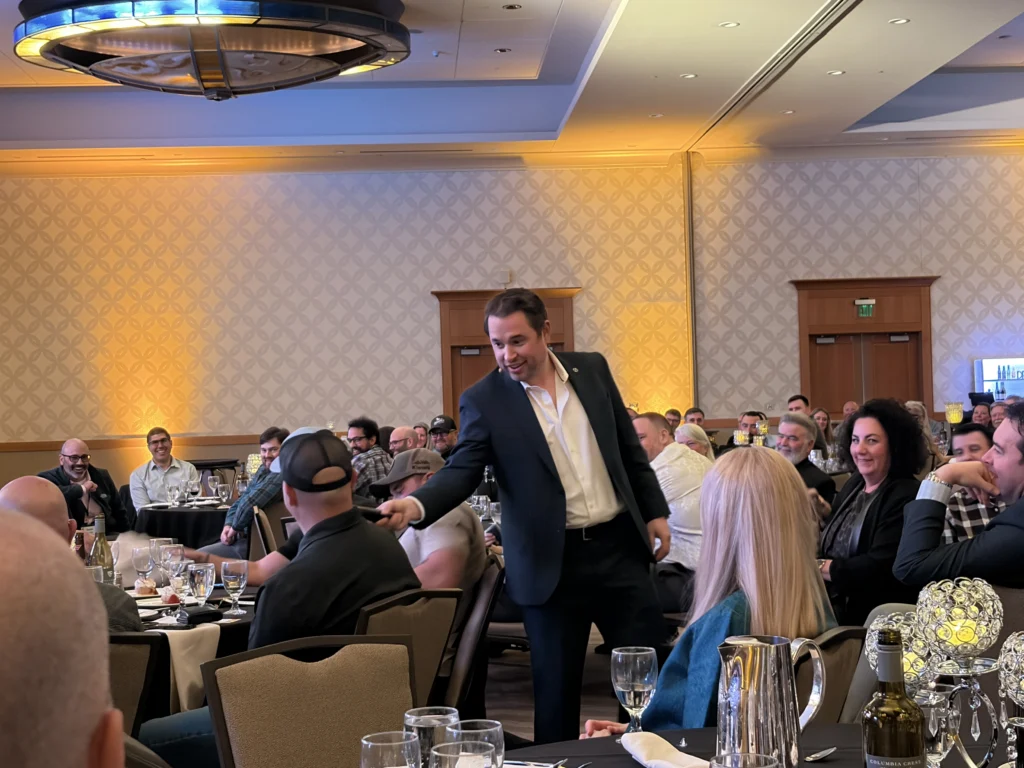 presenter working the room